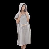 新款 浴衣吸水披风斗篷家居服 连帽可穿浴巾成人浴袍宽松大号长版