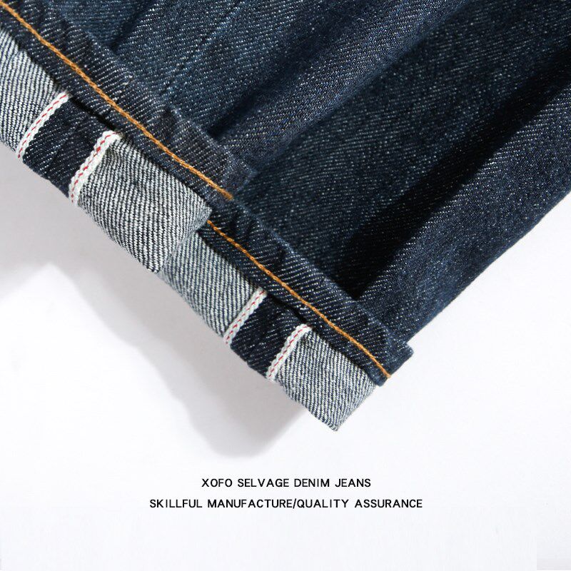 秋冬款直筒美式牛仔裤男2024新款美式深蓝色复古宽松修身小脚长裤