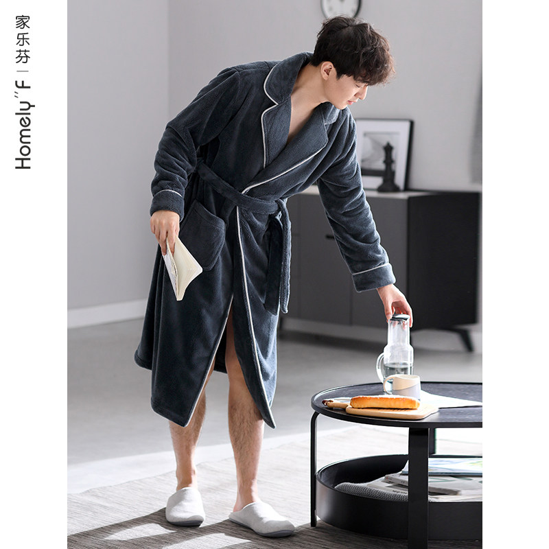 【抗静电】睡衣男士睡袍男款秋冬款冬季珊瑚绒加厚加绒法兰绒浴袍