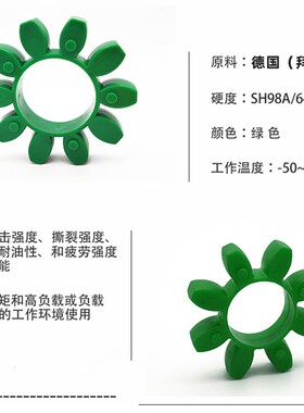 星型联轴器缓冲块空压缩机八角弹性体梅花垫绿色GR19243842485565