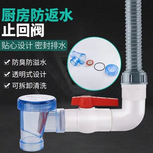 防返水止逆阀厨房50PVC下水排水管道止回阀低层防倒灌池盆单向阀