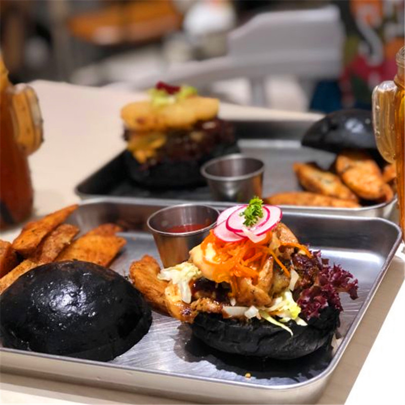 简约美式304不锈钢薯条鸡块盘汉堡包小吃拼盘咖啡牛角包甜品烤盘