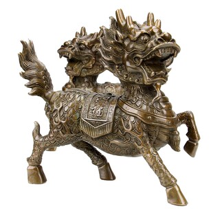 纯铜麒麟仿古麒麟摆件一对