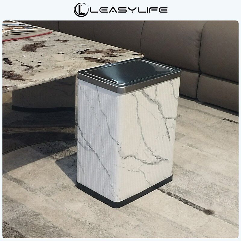 新中式窄缝垃圾桶家用客厅卫生间厕所夹缝带盖摇盖式大容量卫生桶