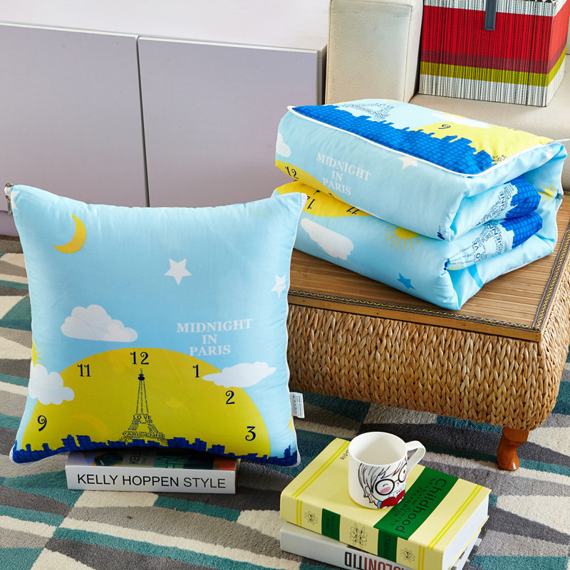 卡通全棉汽车空调被子春夏两用办公室午睡枕头沙发被加厚小靠枕