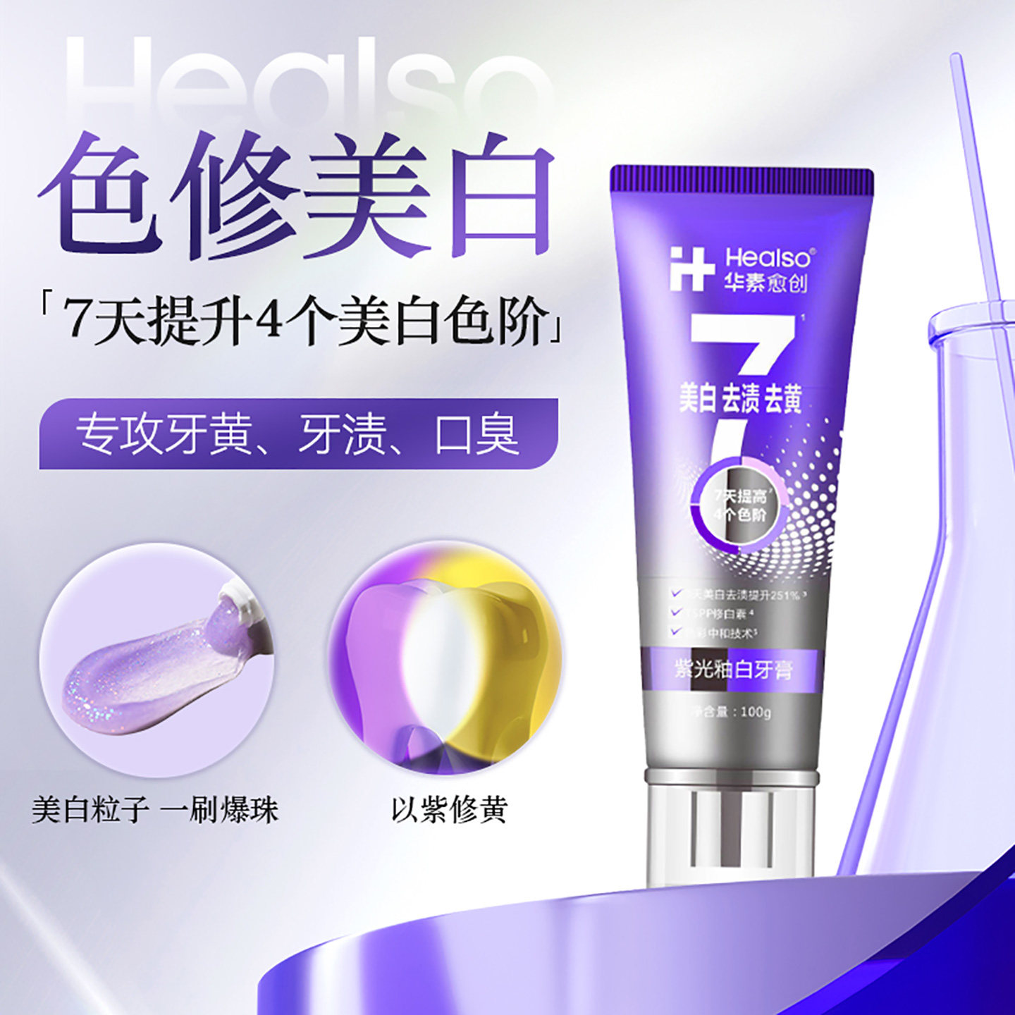 华素愈创色修美白牙膏美白专研亮白去烟渍去黄清新口气成人家庭装