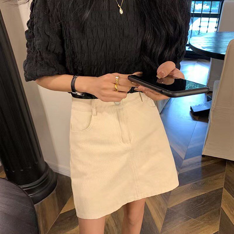 白色a字半身裙女春夏2024显瘦小个子包臀裙大码半裙高腰牛仔短裙