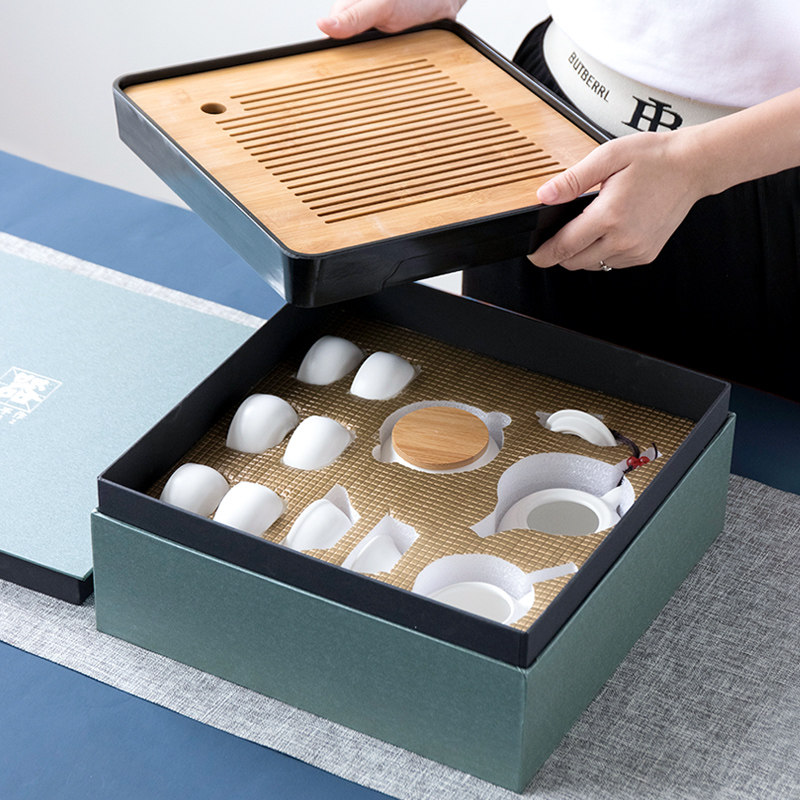陶瓷功夫便携茶具送礼家用礼盒装创意高档客厅干泡茶盘小套装定制