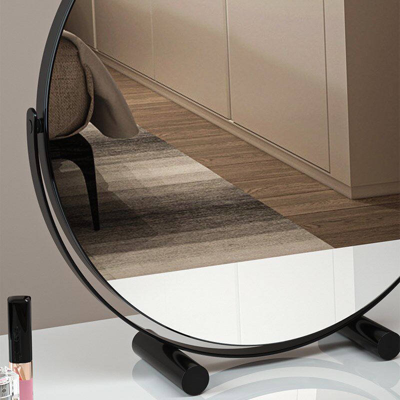 化妆镜台式桌面圆形旋转款简约主卧室大号家用梳妆台镜子网红镜子