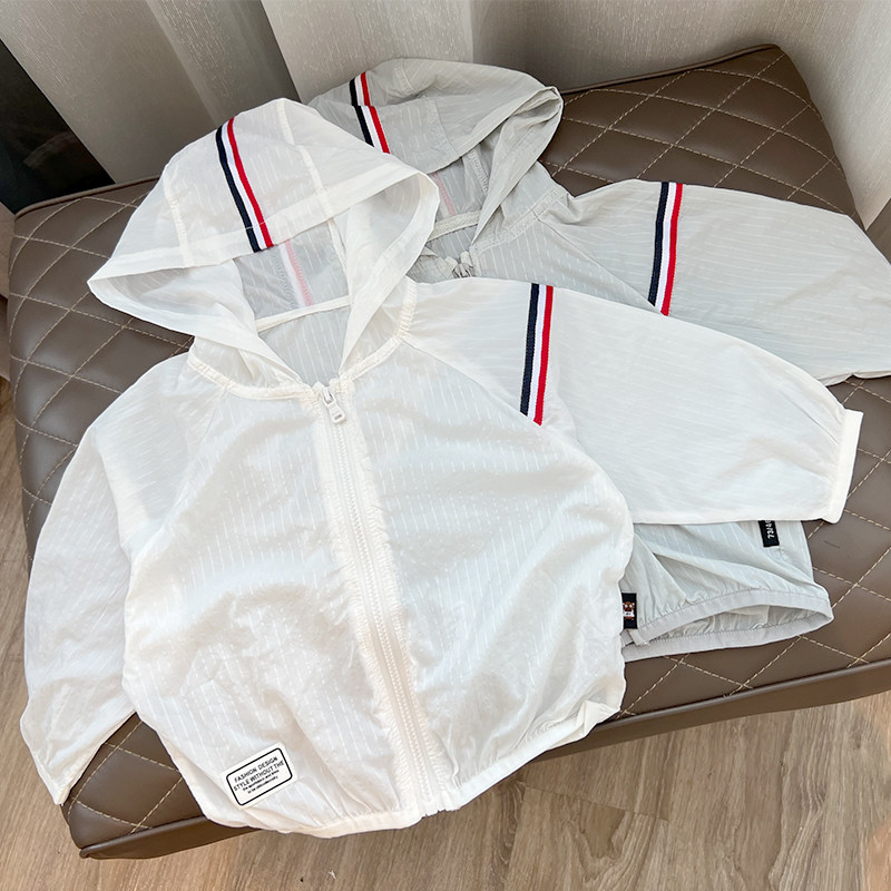 宝宝夏装外套薄款小童透气空调衫男童上衣夏款婴儿休闲条杠防晒衣