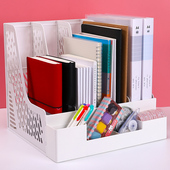 文件架收纳盒桌面文件框文件筐子办公文件栏白色资料篮资料框少女