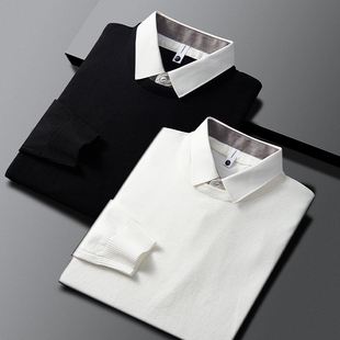 假两件毛衣衬衫领内搭秋冬男士商务打底衫休闲针织衫长袖上衣男款