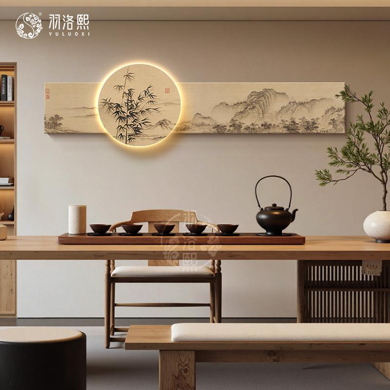 喜上眉梢沙发背景墙挂画宋代美学花鸟图客厅装饰画新中式壁画带灯