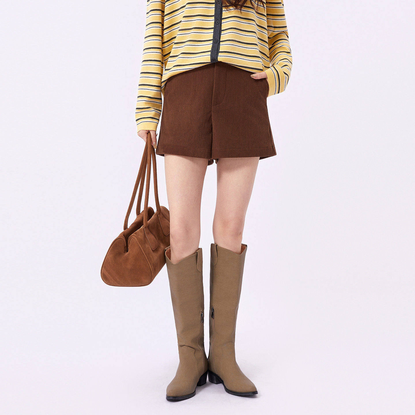 艾蜜丰2026春装休闲短裤子直筒修身型高腰复古灯芯绒条纹女装,女装/女士精品,短裤,淘宝优惠券,粉丝福利购,淘宝优惠卷