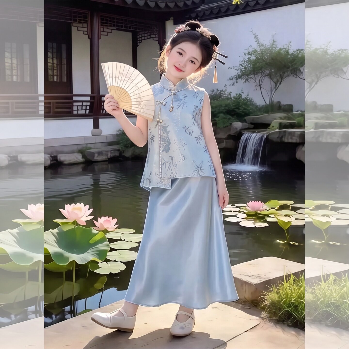 女童旗袍裙套装夏季国风儿童新中