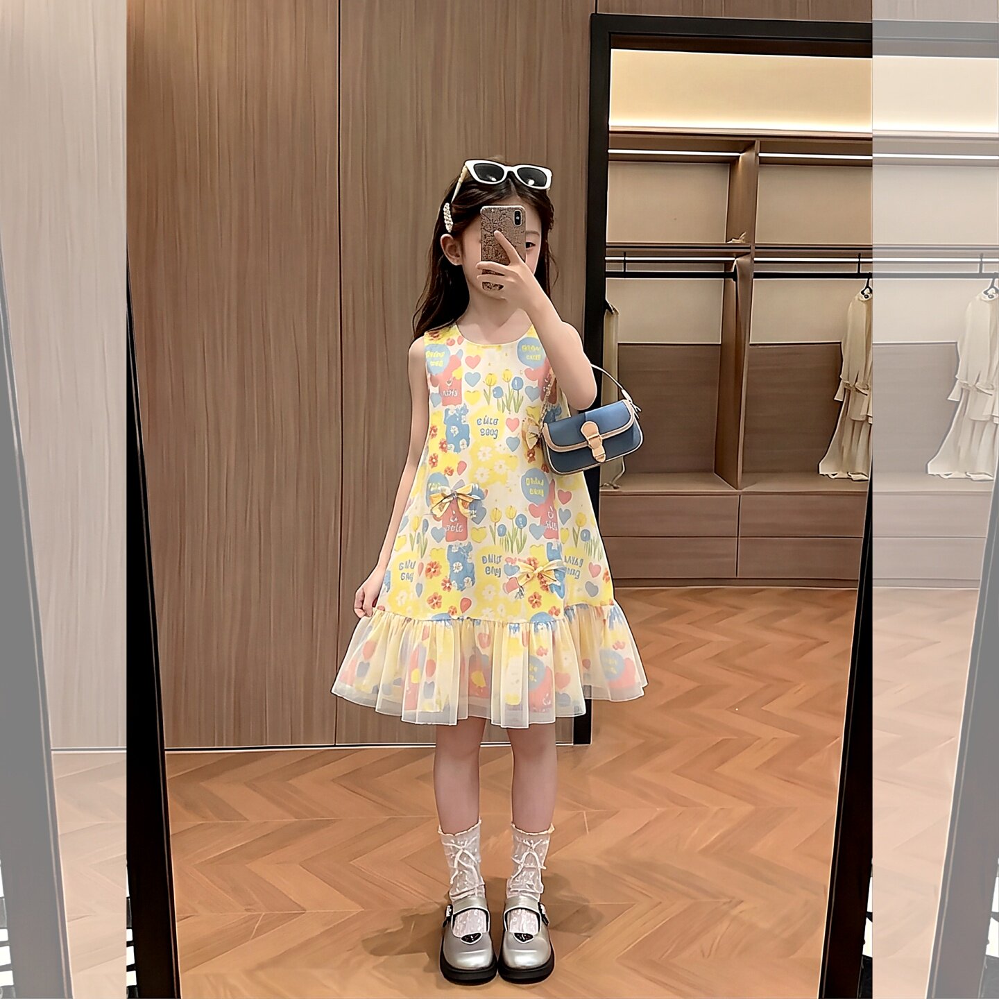 女童夏季糖果色碎花连衣裙2026新