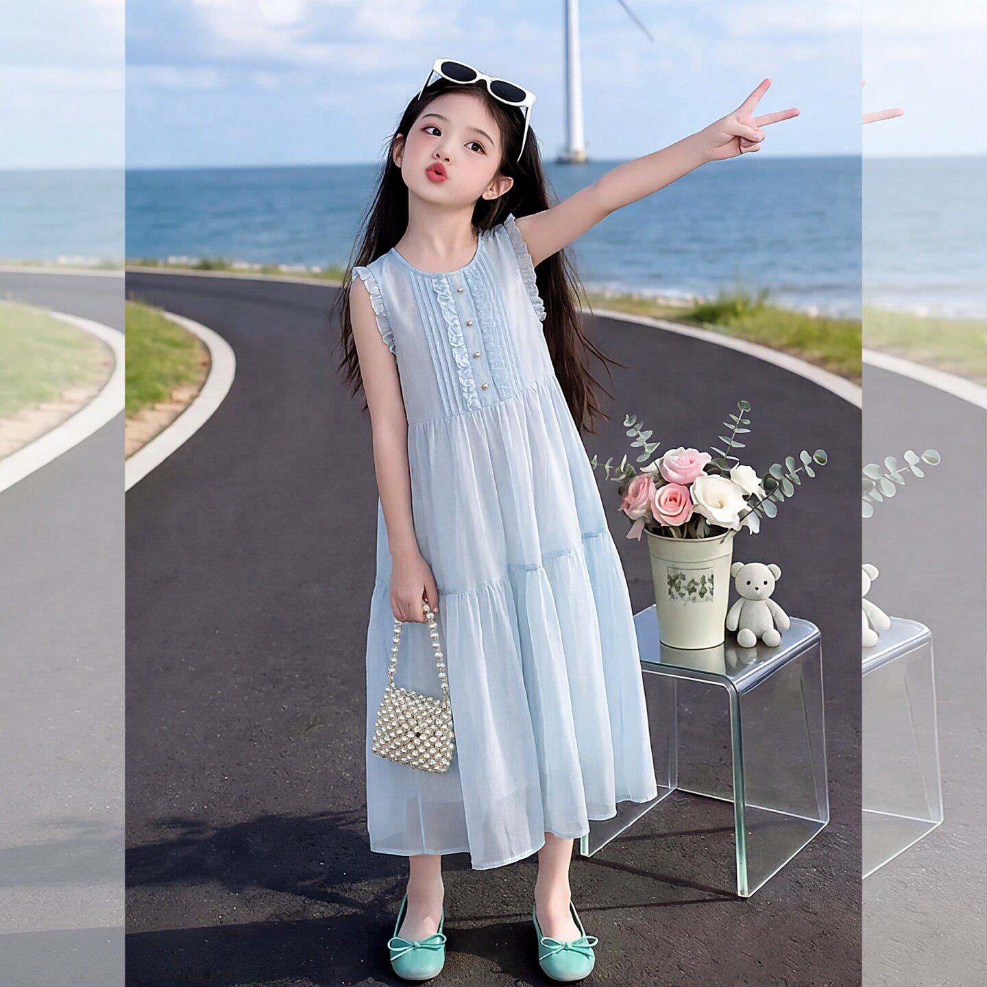 女童夏装连衣裙无袖棉布裙薄款女