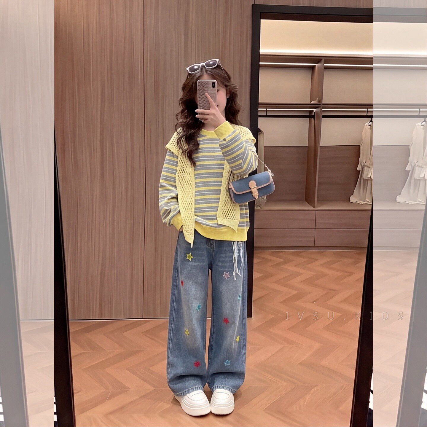 牛仔裤女童秋装条纹卫衣套装2026