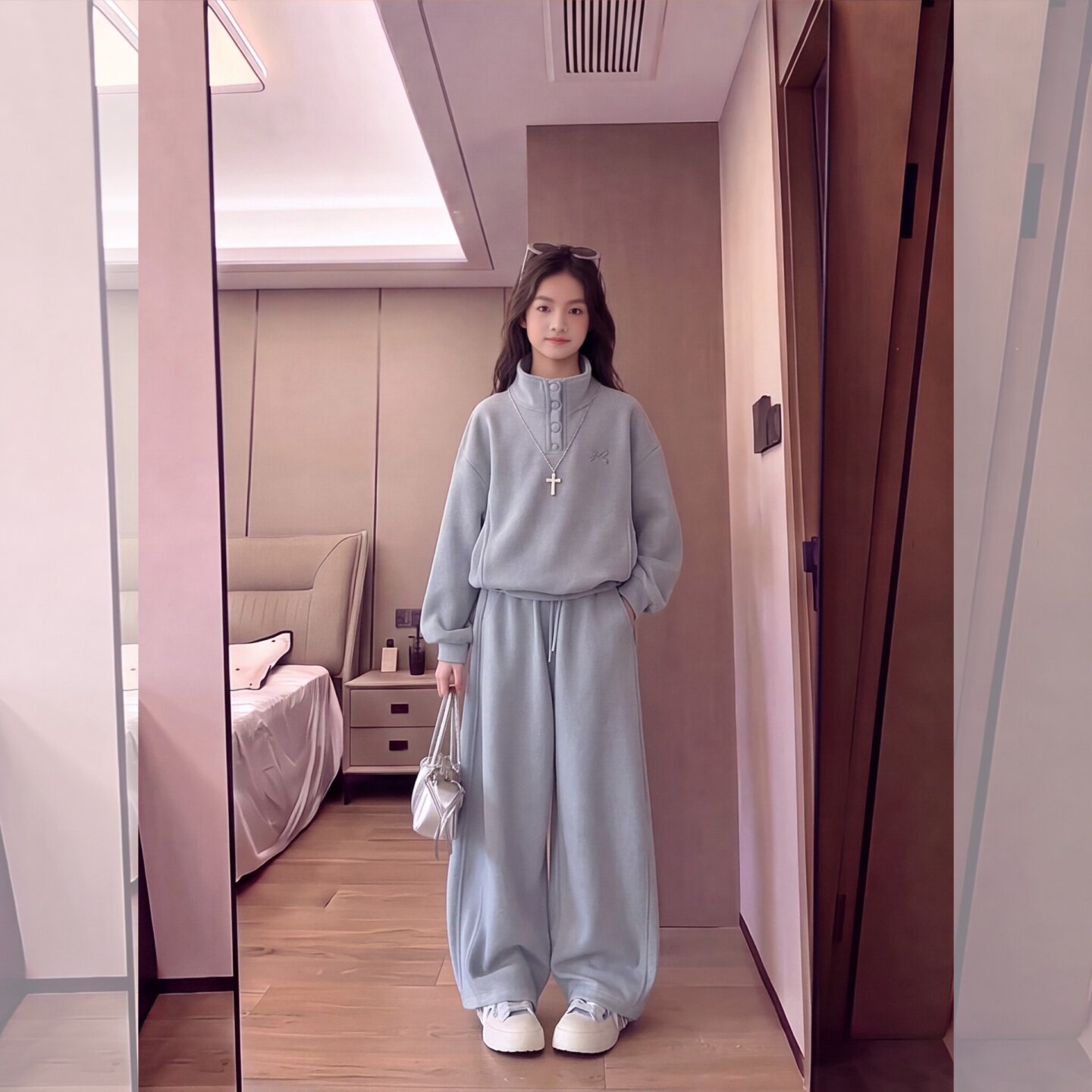 女童秋季套装2026新款运动立领披