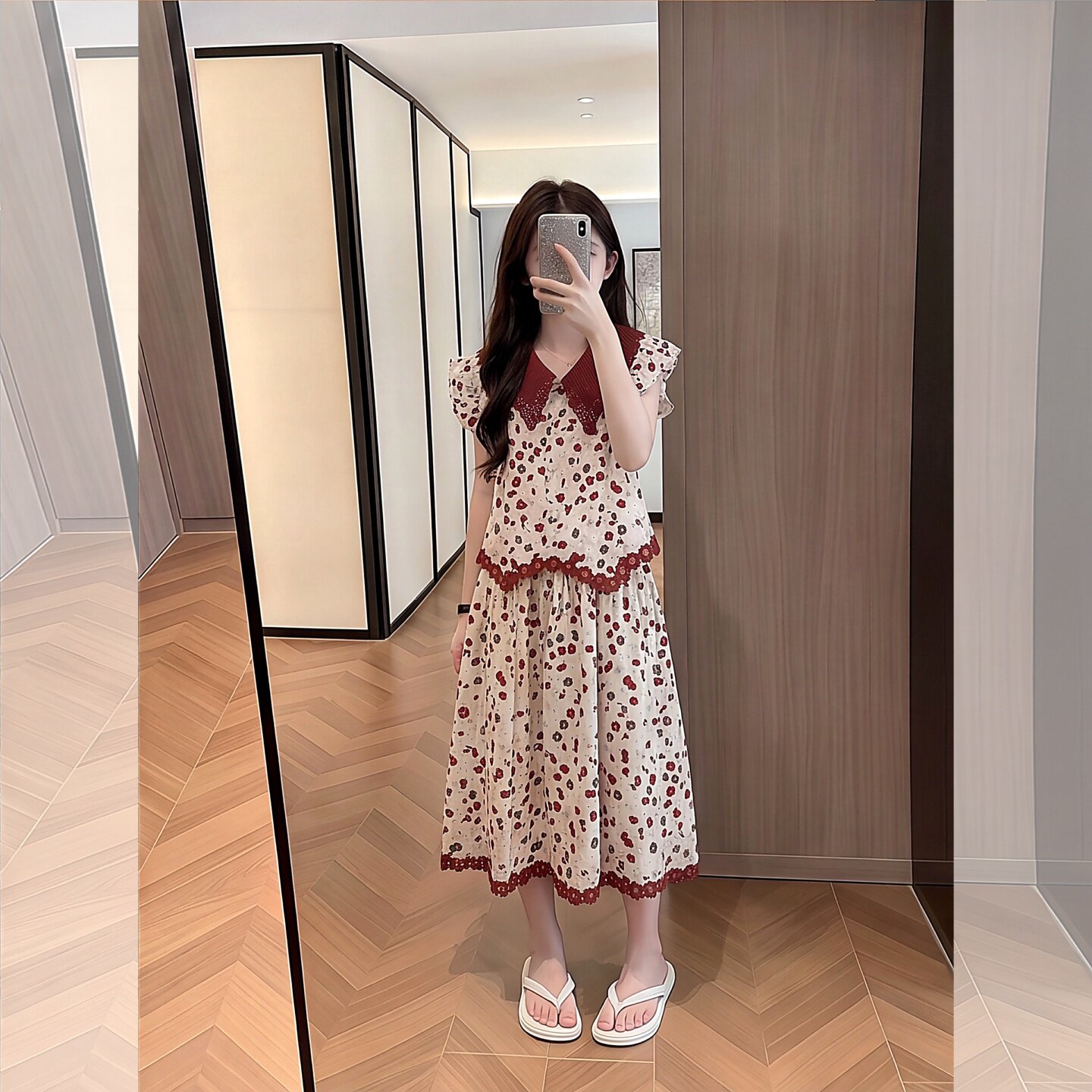 女童碎花娃娃衫九分裤套装夏装20