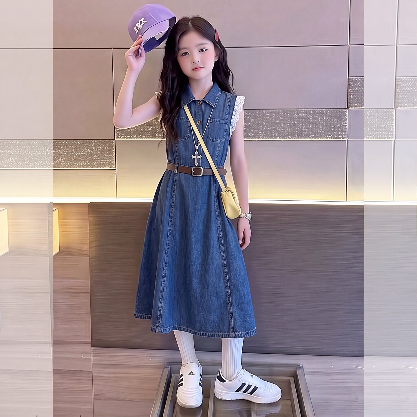 女童巨好看连衣裙2026新款女孩大童高级感薄款牛仔裙儿童夏季裙子