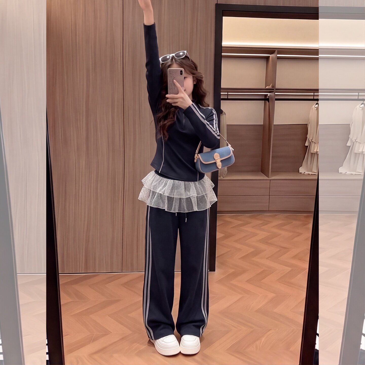 女童三条杠运动休闲秋装套装韩系