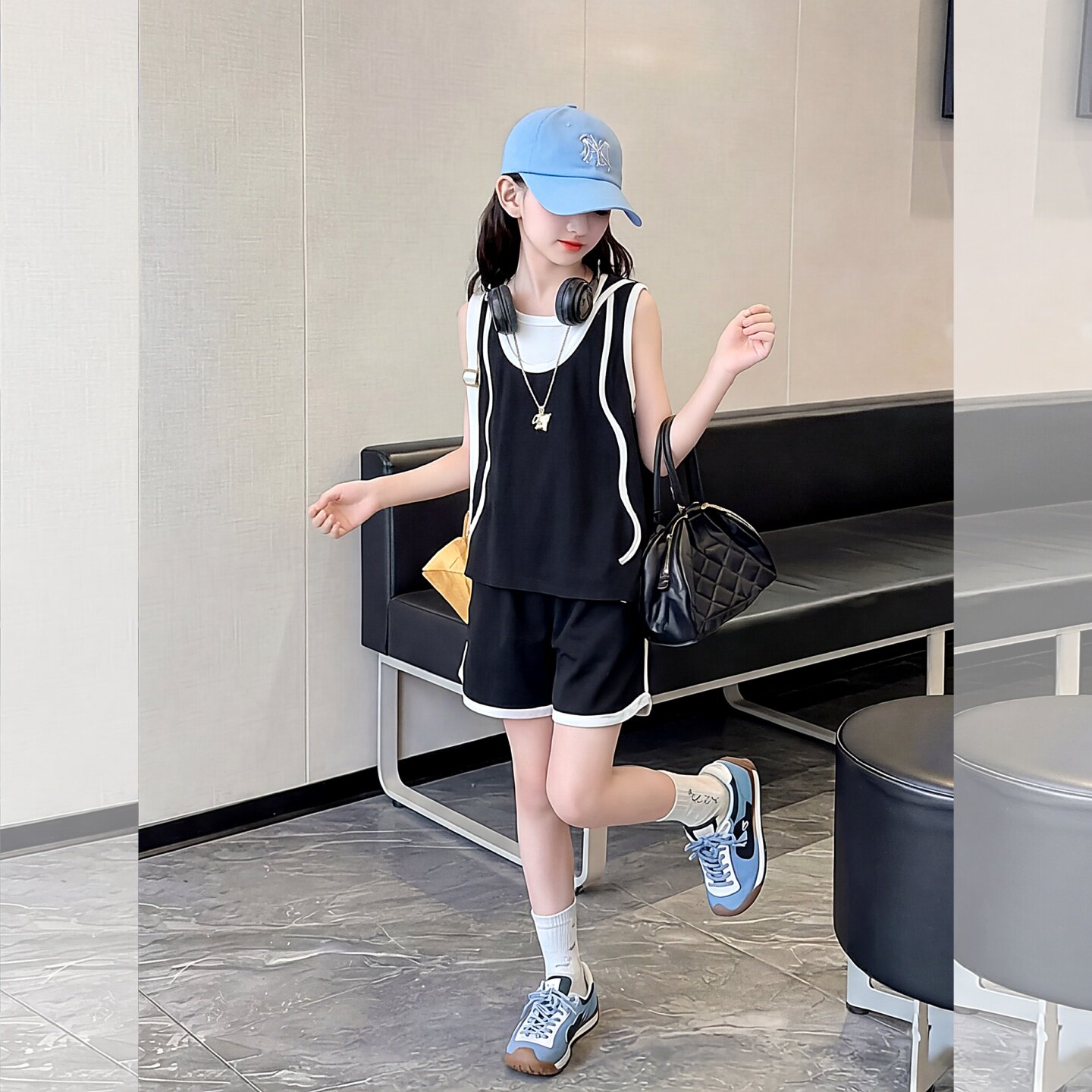 女童套装2026新简约休闲运动背心