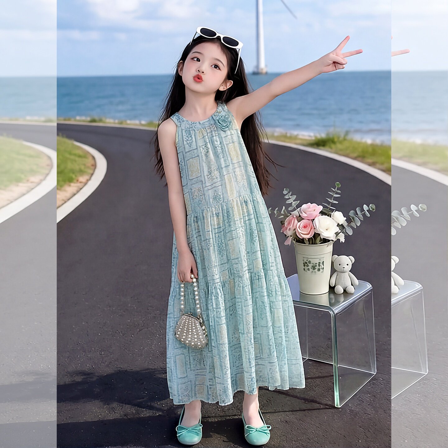 女童夏装连衣裙2026新款无袖中童