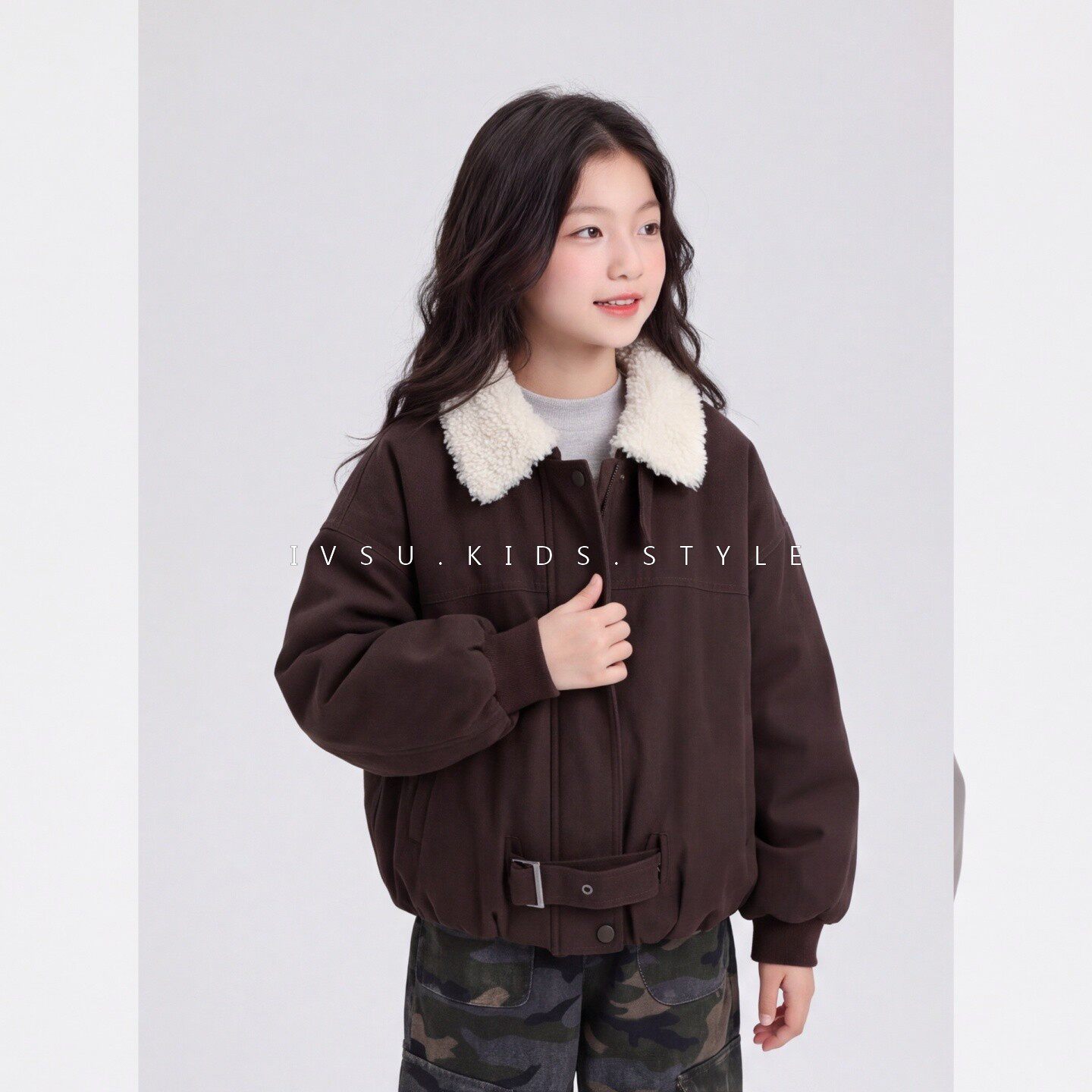 女童韩系羊羔毛领加厚外套冬装潮