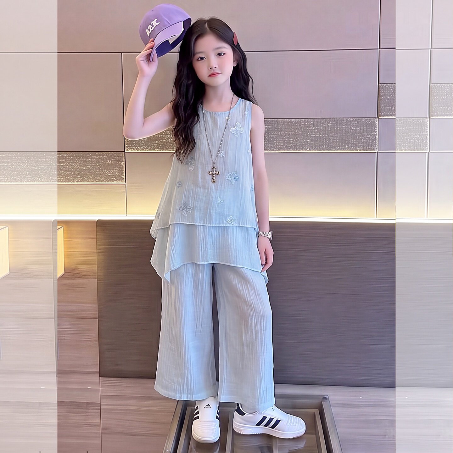 女大童夏季套装2026新款小女孩蝴