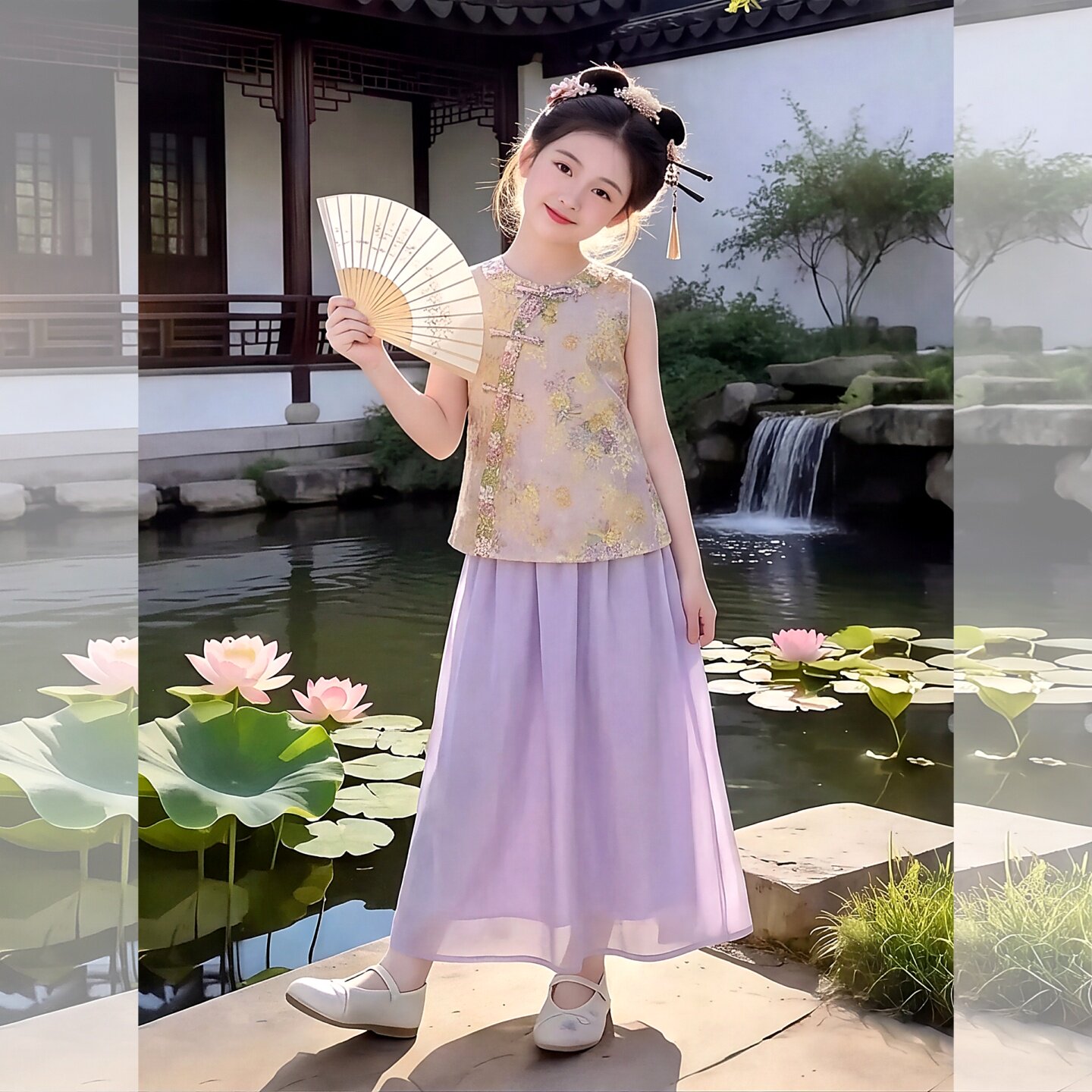 女童洋气中式夏季薄款汉服套装宝