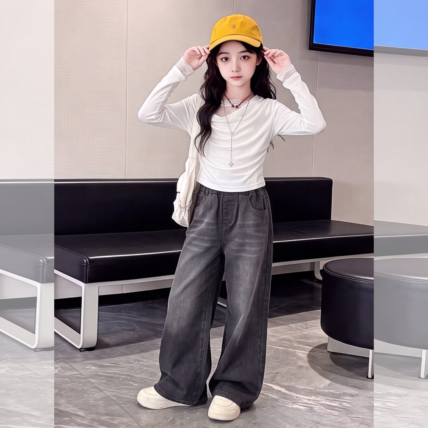 女大童黑色牛仔裤2026新款秋装童