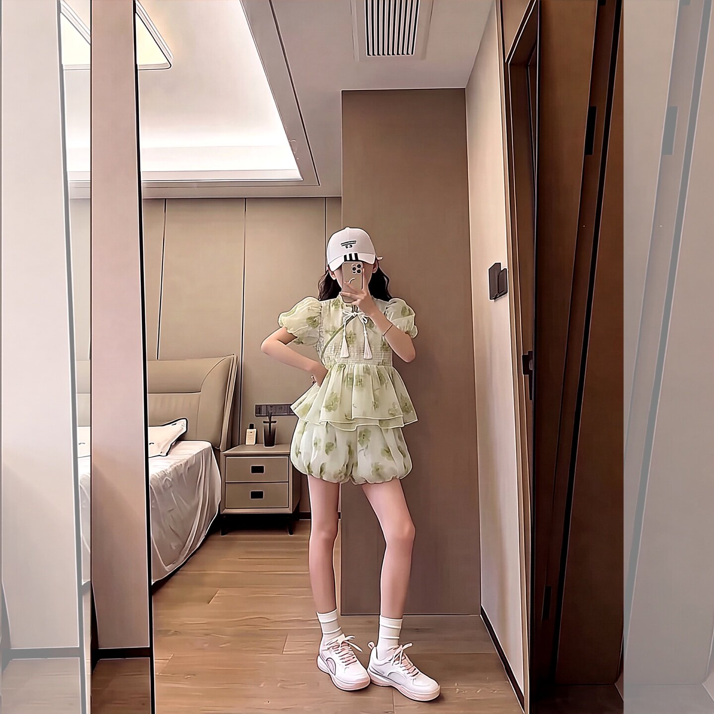 2026新款夏季女童甜美碎花泡泡袖