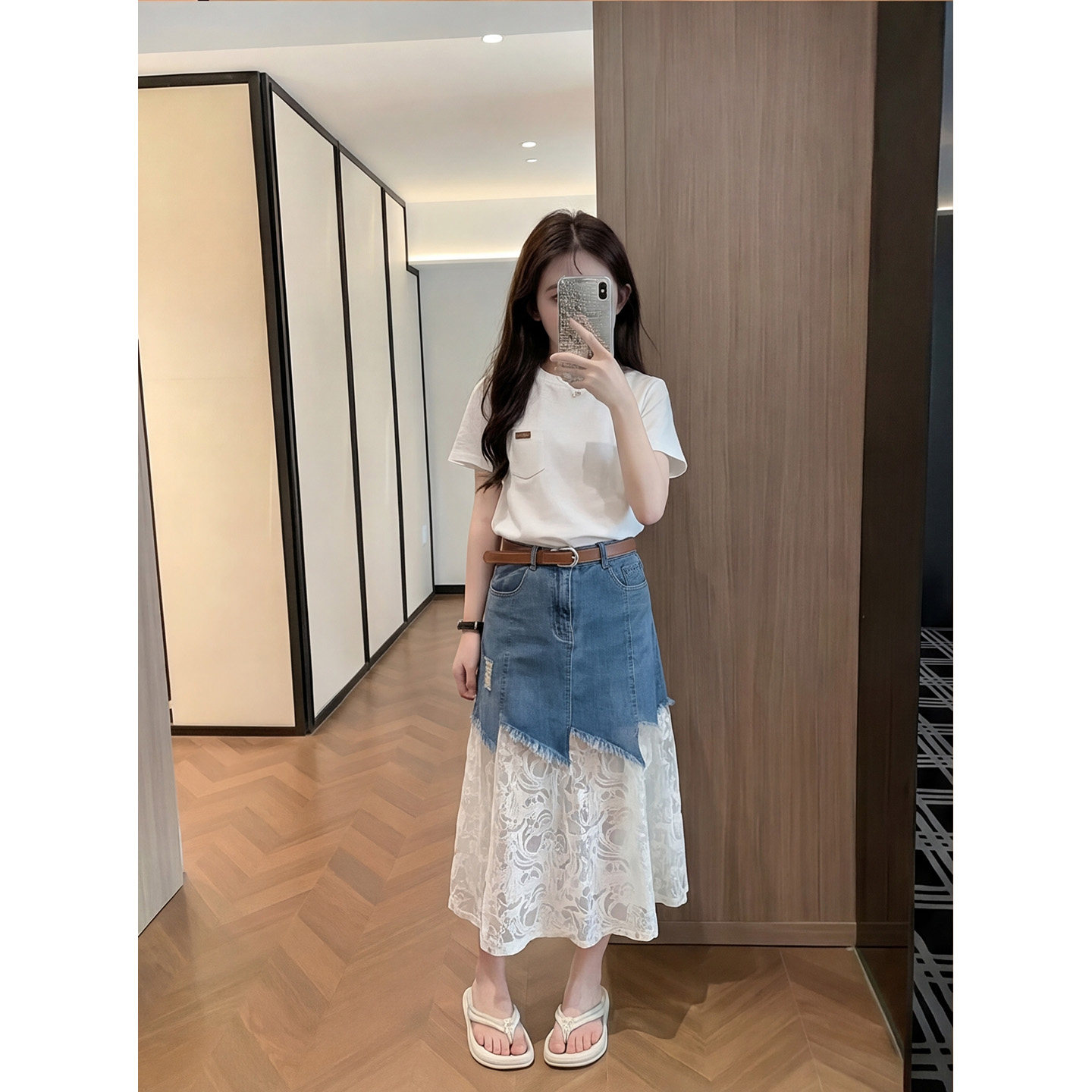 女童夏装套装2026新款蕾丝拼接
