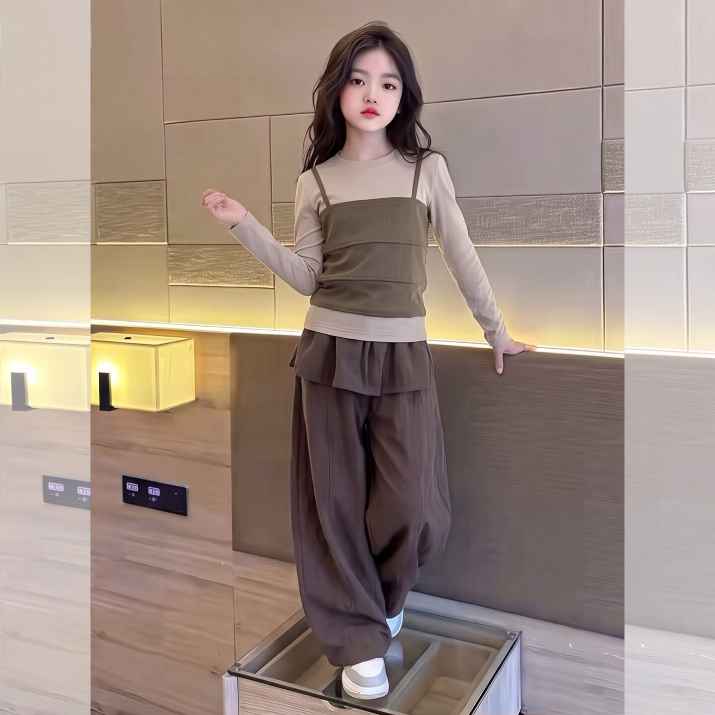 女童秋季套装儿童洋气韩范假两件