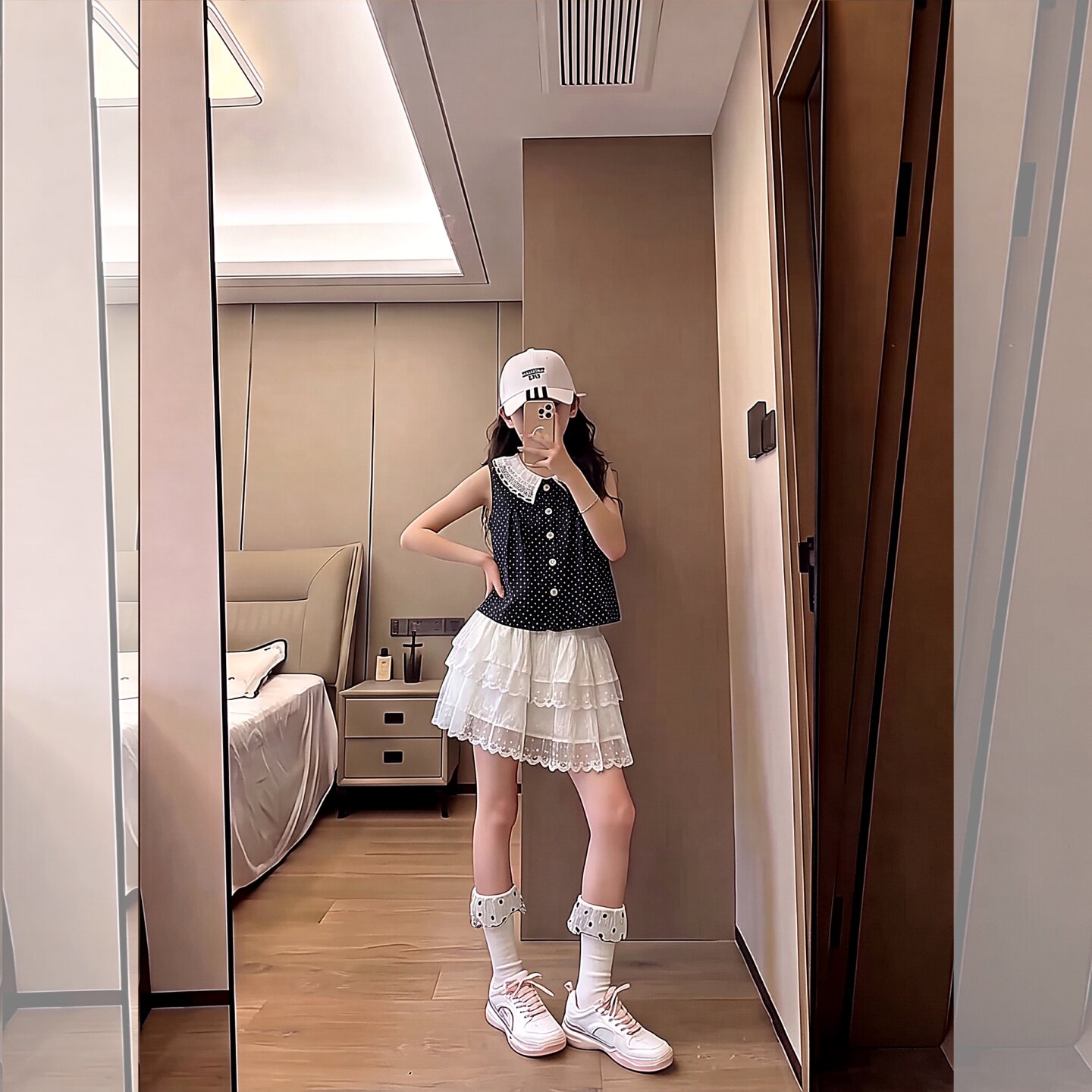 女童无袖牛仔半身裙套装2026新款