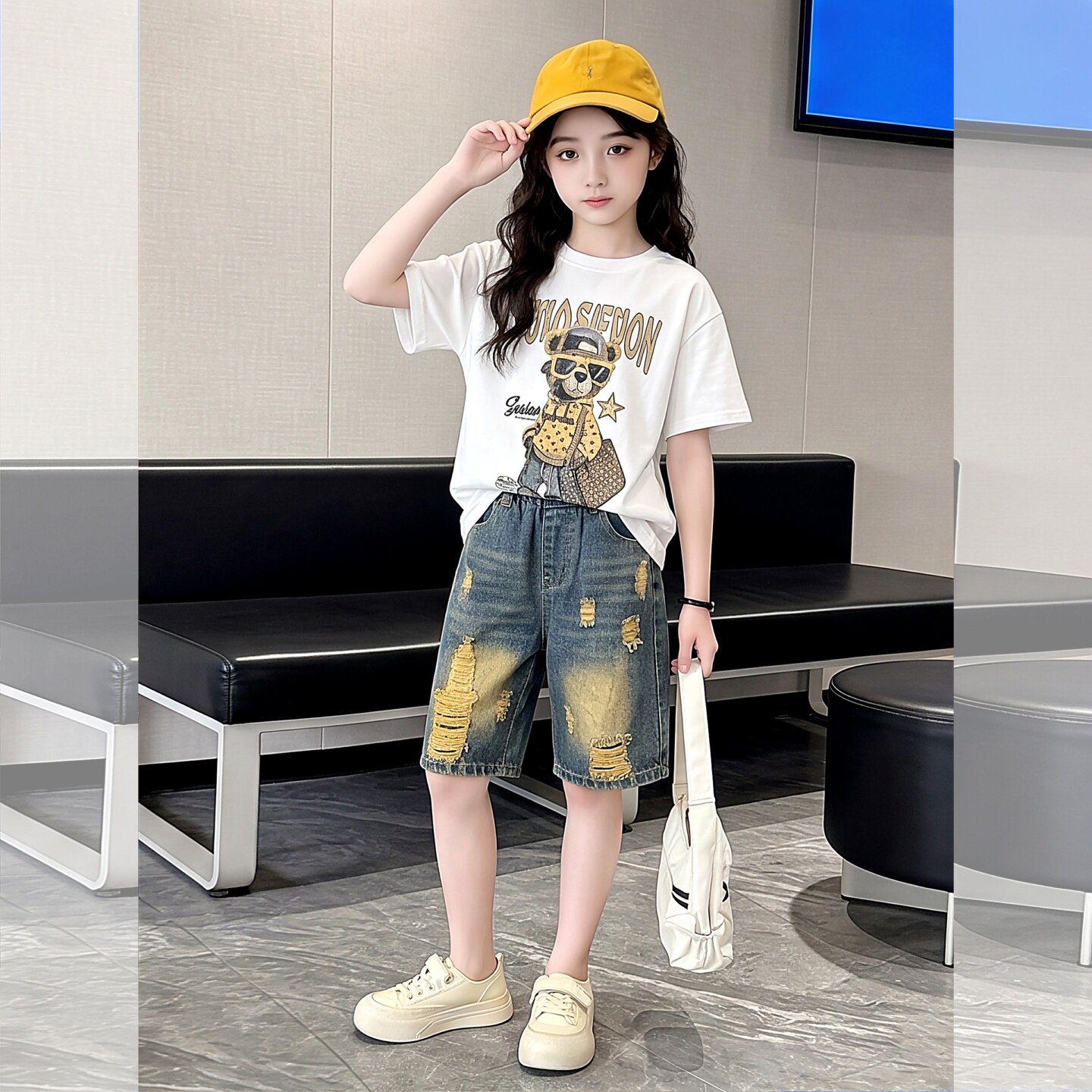 女童美式休闲套装夏季儿童卡通女