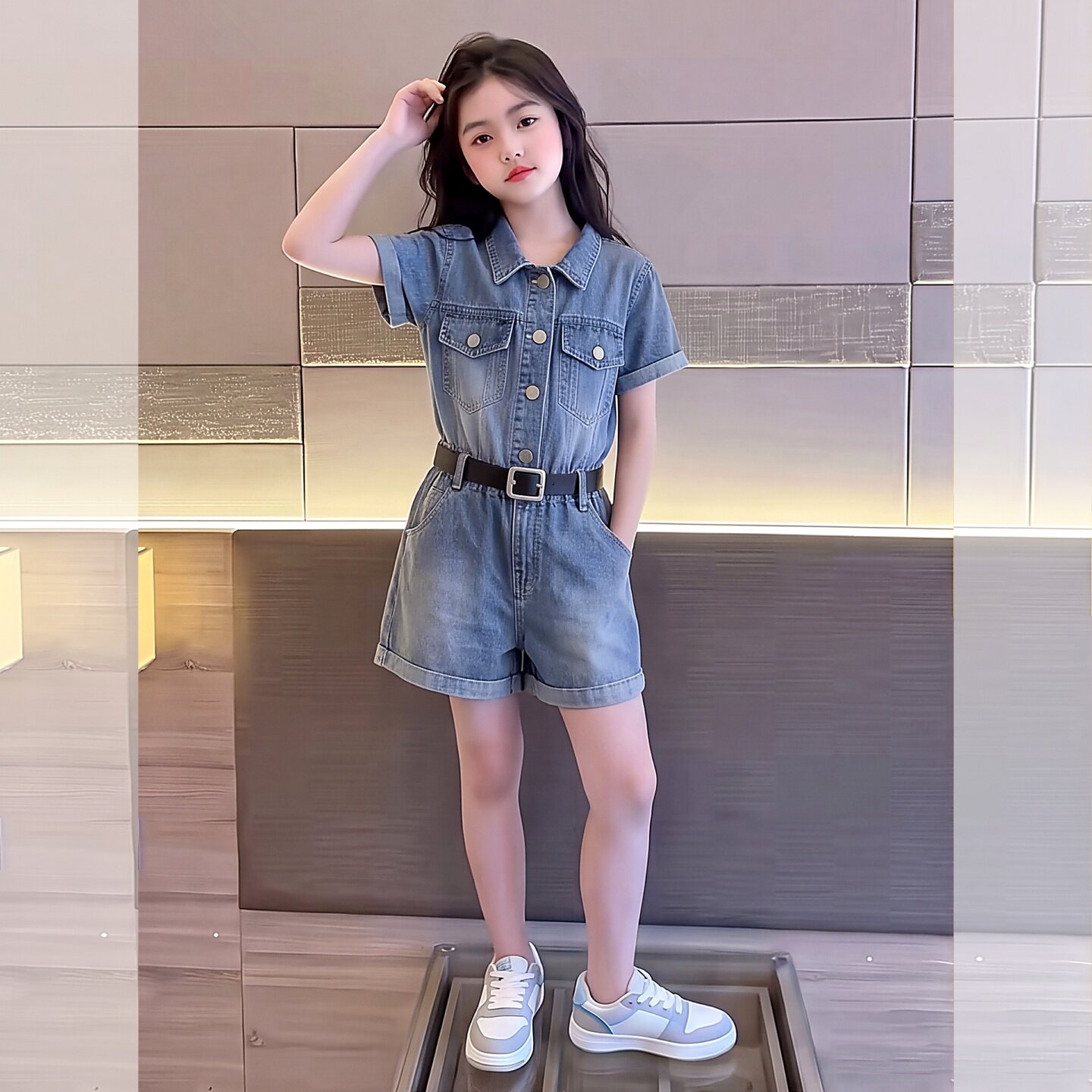 女童超好看牛仔套装夏2026新款女