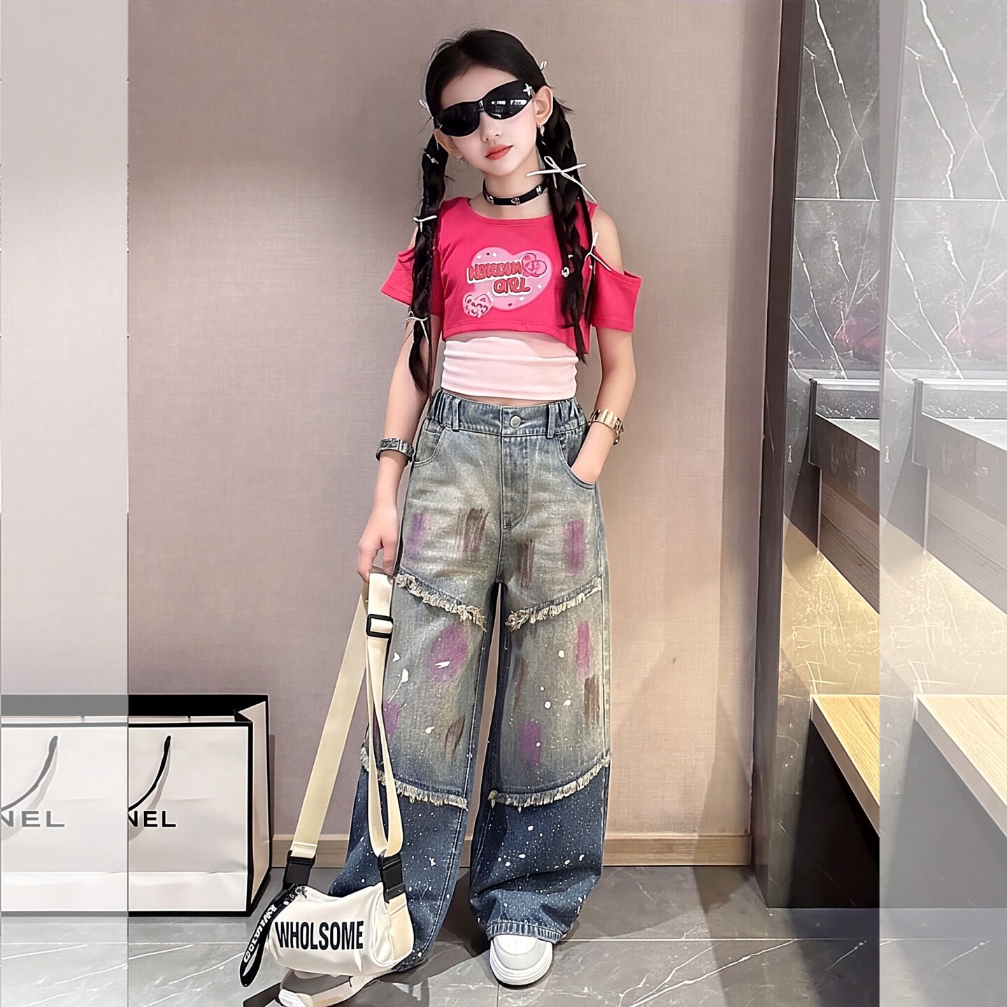 女童爵士街舞夏季套装2026新款