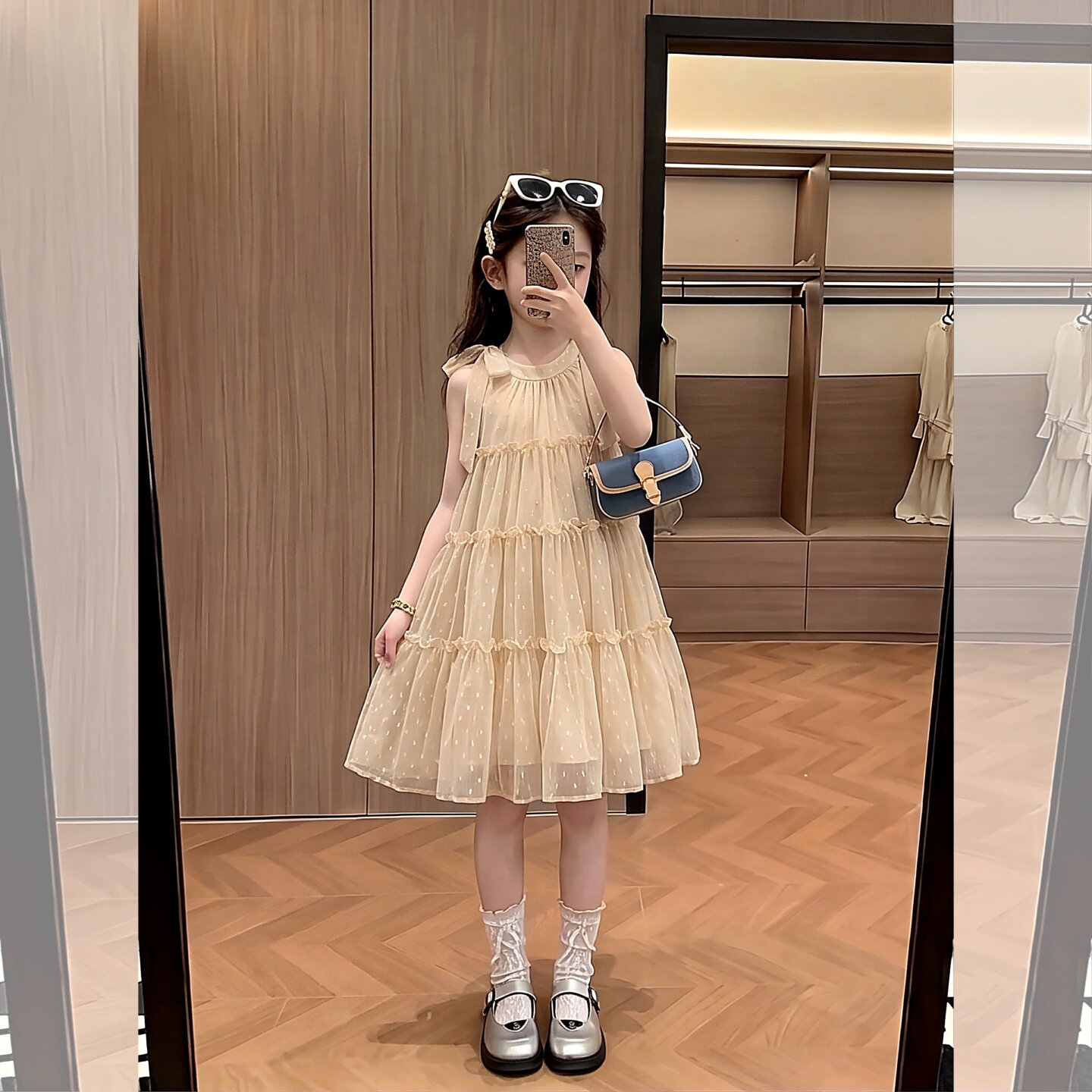 女大童夏季无袖挂脖裙子2026新款