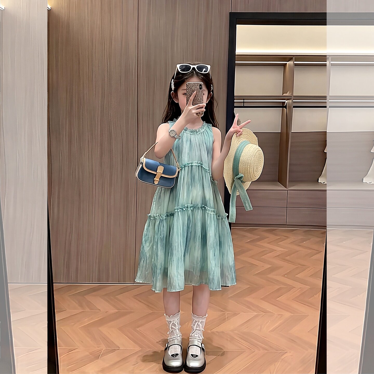 女童连衣裙夏薄款挂脖裙2026新款