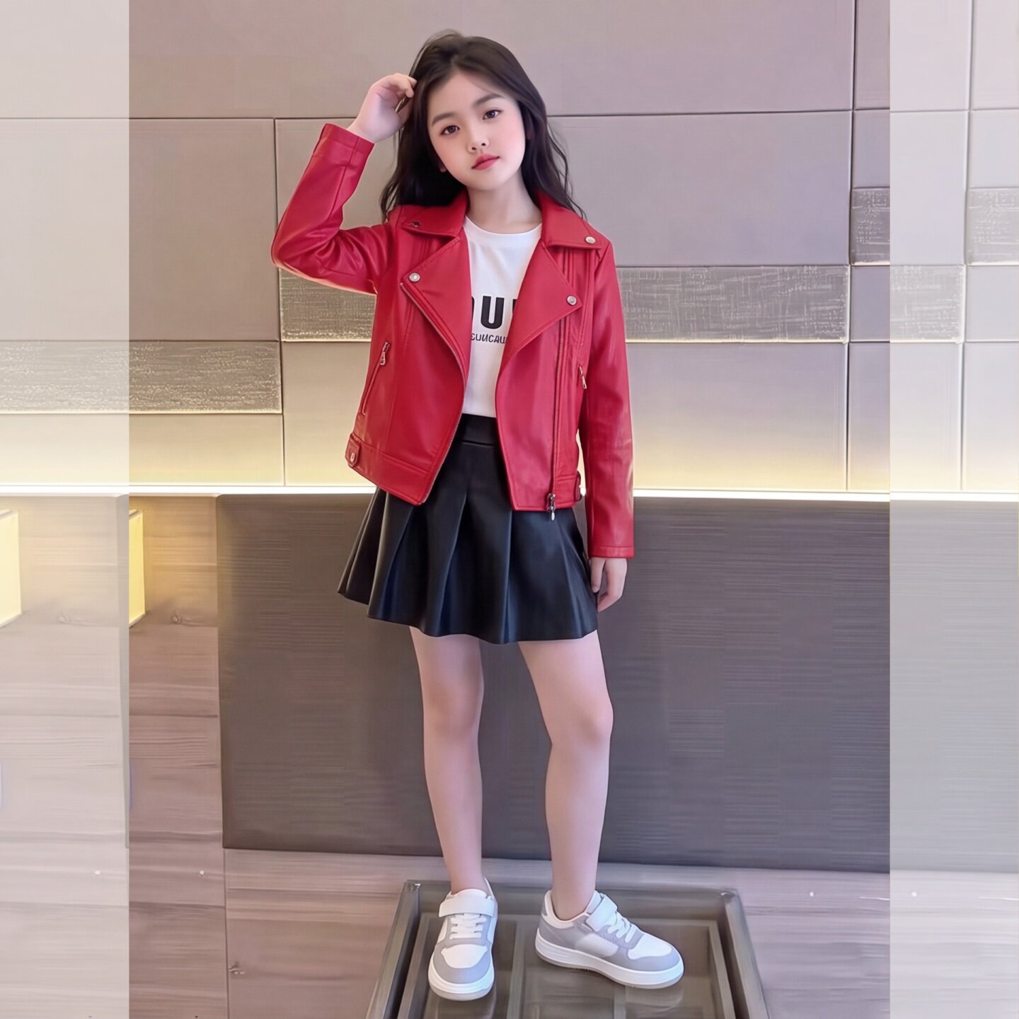 女童皮衣外套2026新款秋季儿童机