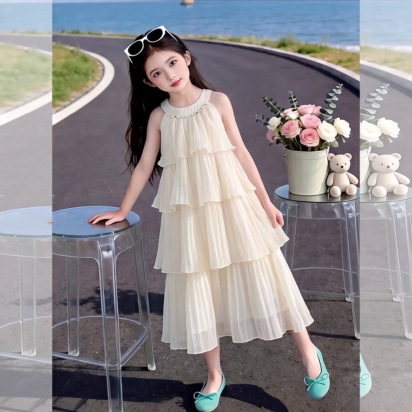 女童连衣裙夏装裙子洋气儿童无袖