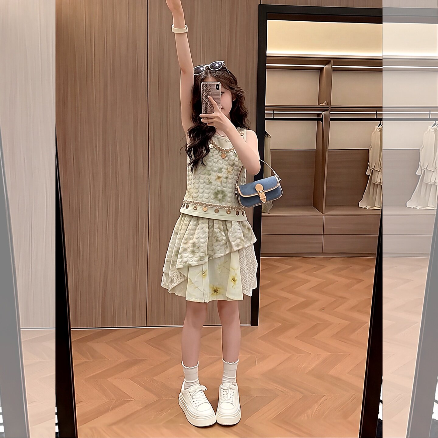 女童无袖上衣套装夏季2026新款儿童甜美洋气休闲波米西亚两件套潮