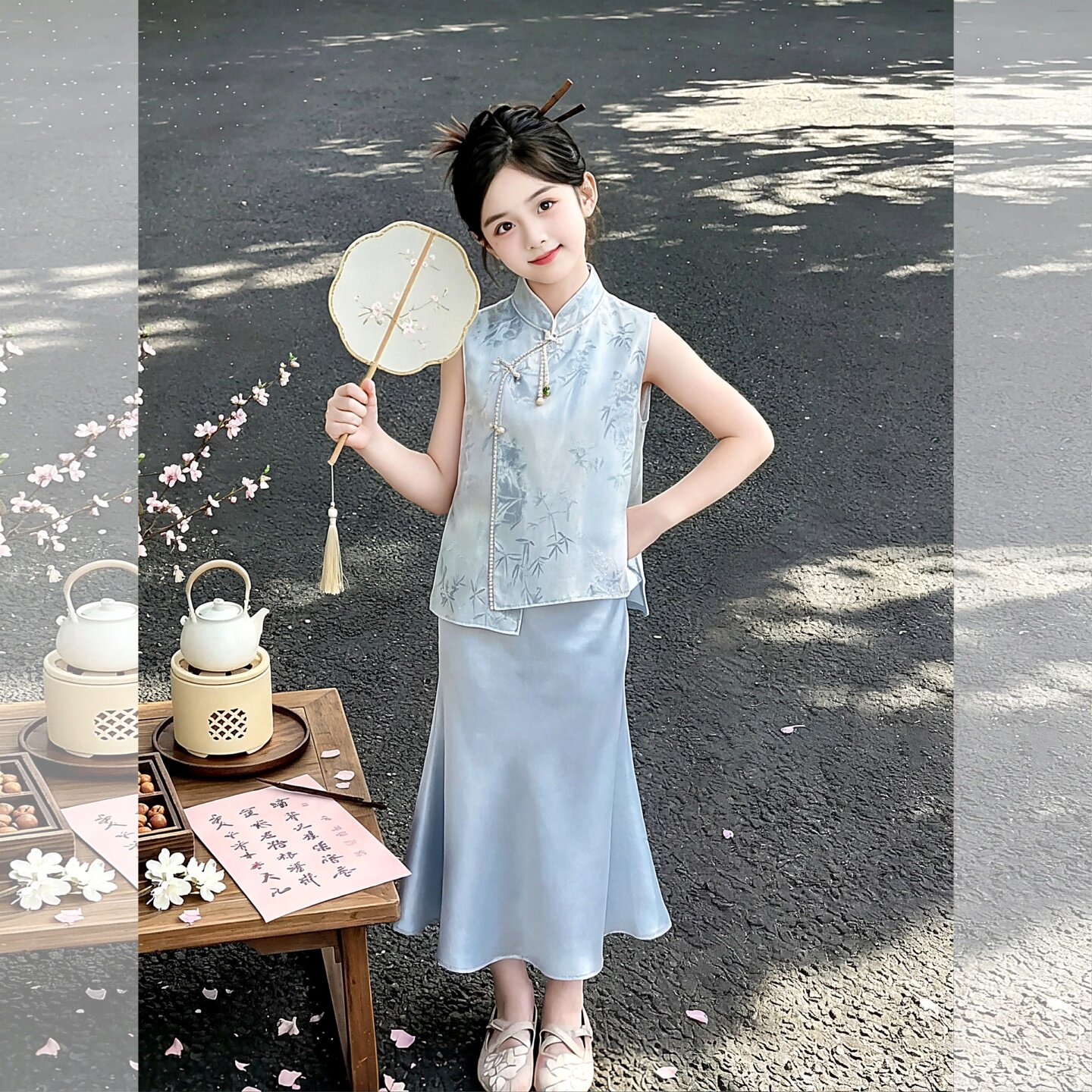 女童夏装新中式裙子套装2026新款