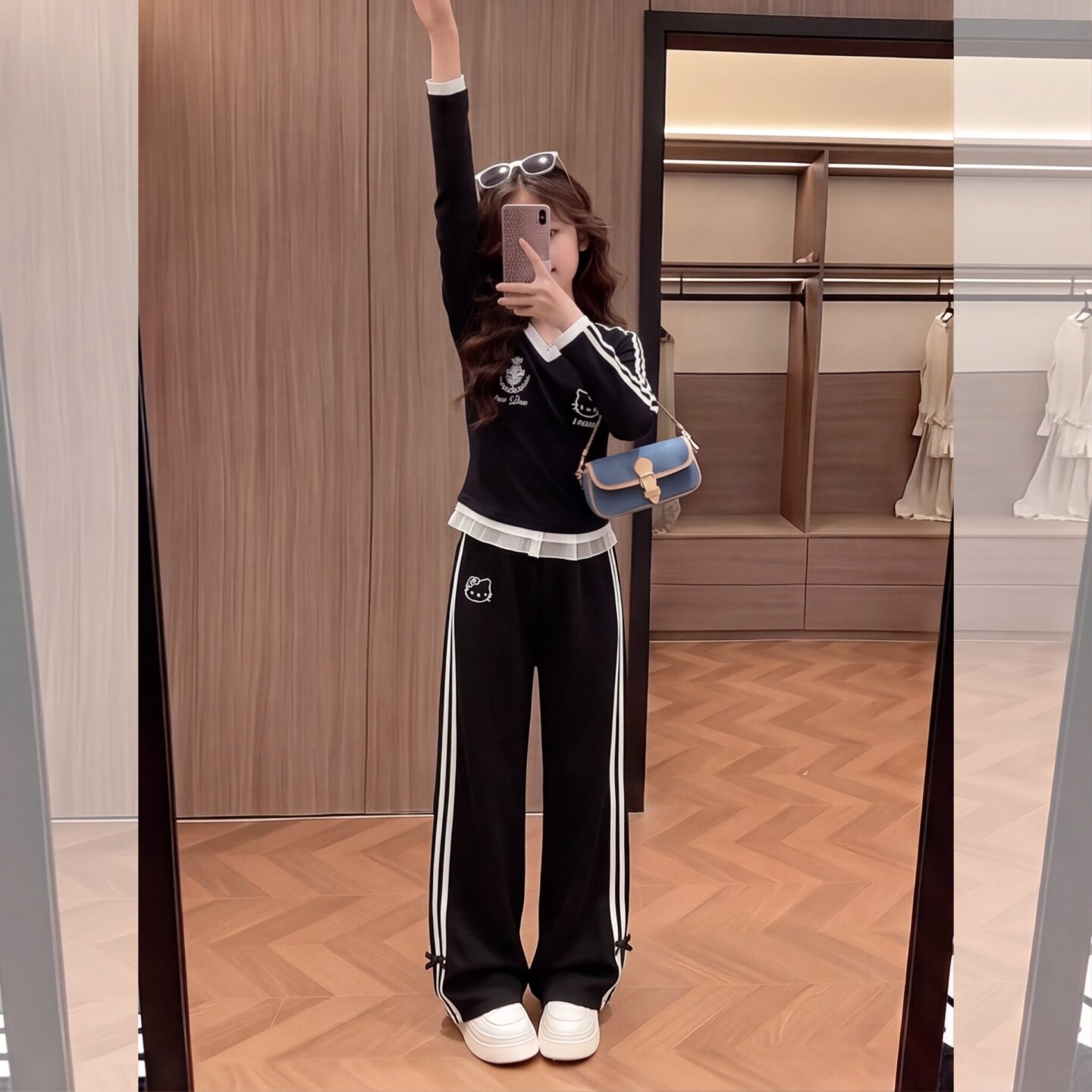 女童秋季套装2026新款猫咪V领上9