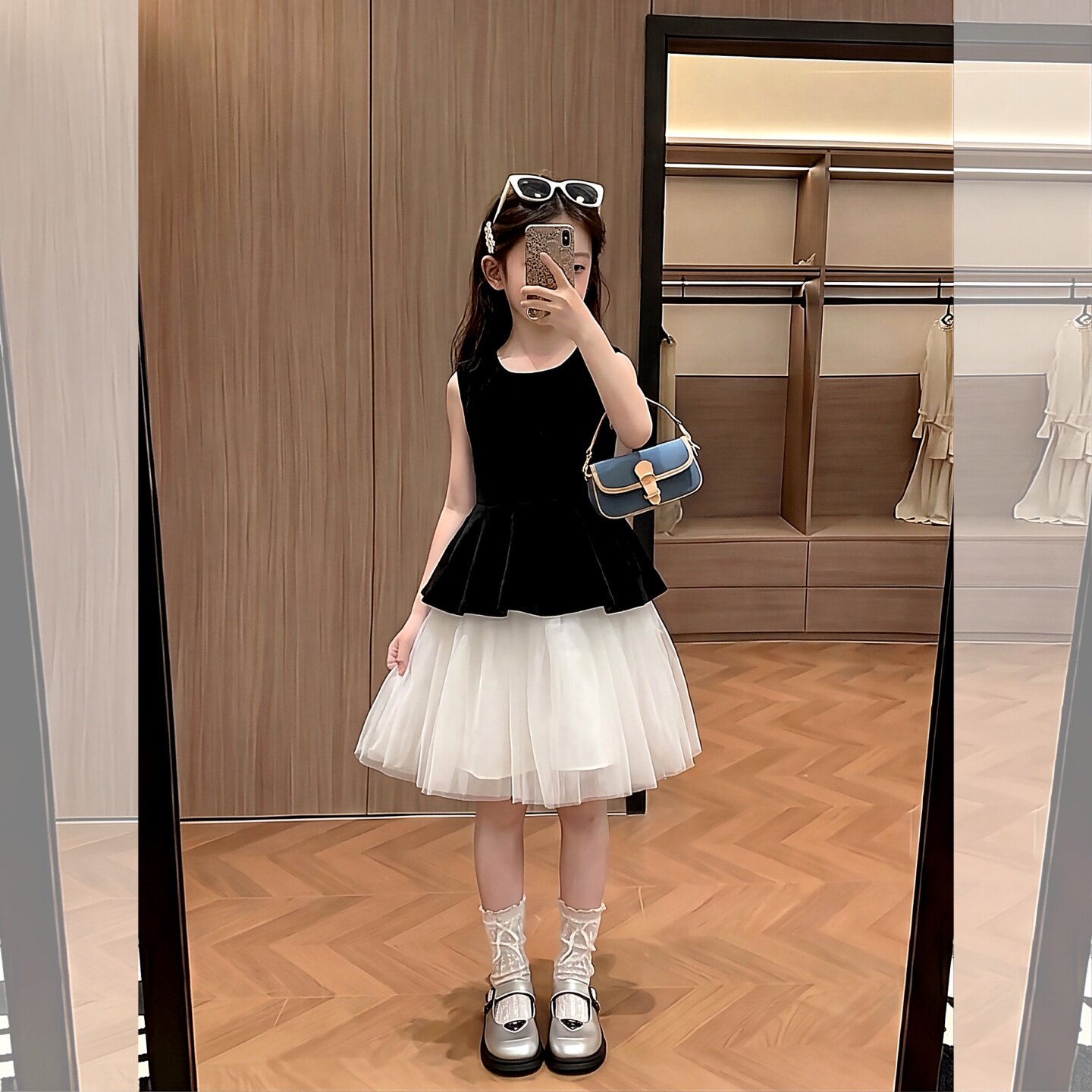 女童无袖公主风演出服网纱连衣裙