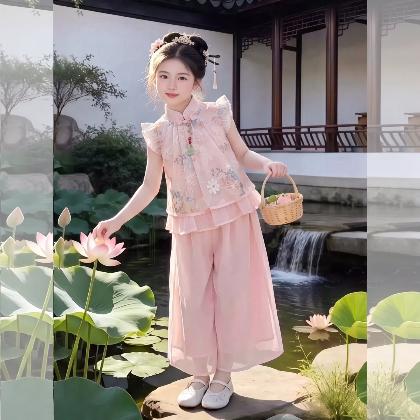 女童新中式唐装套装夏季2026新款