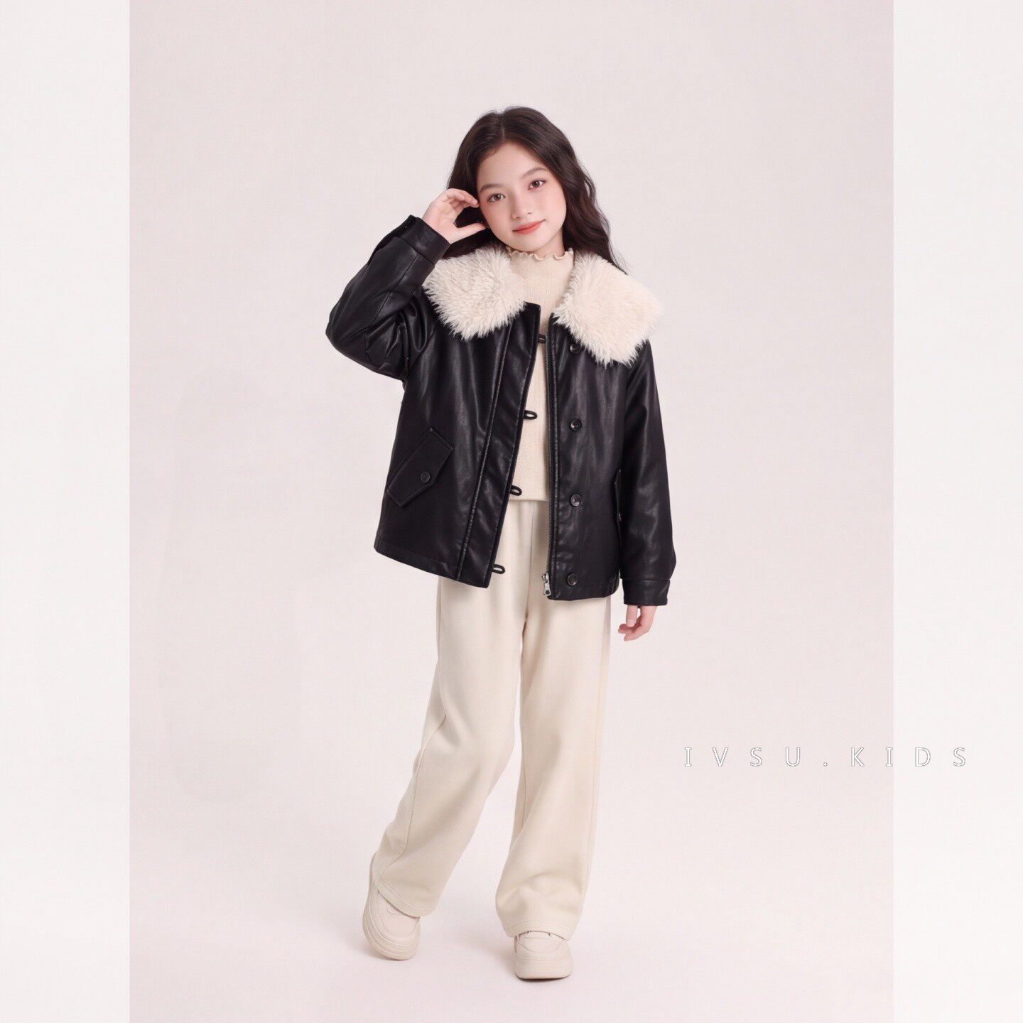 女童加绒皮衣2026新款加厚韩版外