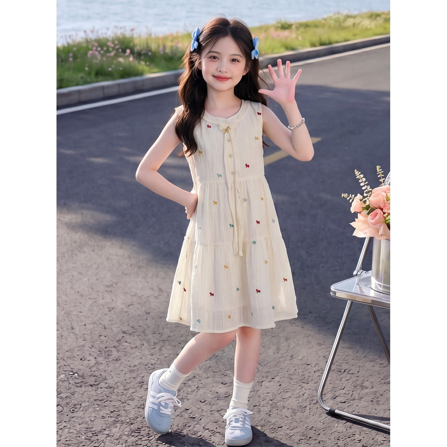 女童超好看连衣裙夏季2026新款女孩大童夏装刺绣公主裙儿童长裙子